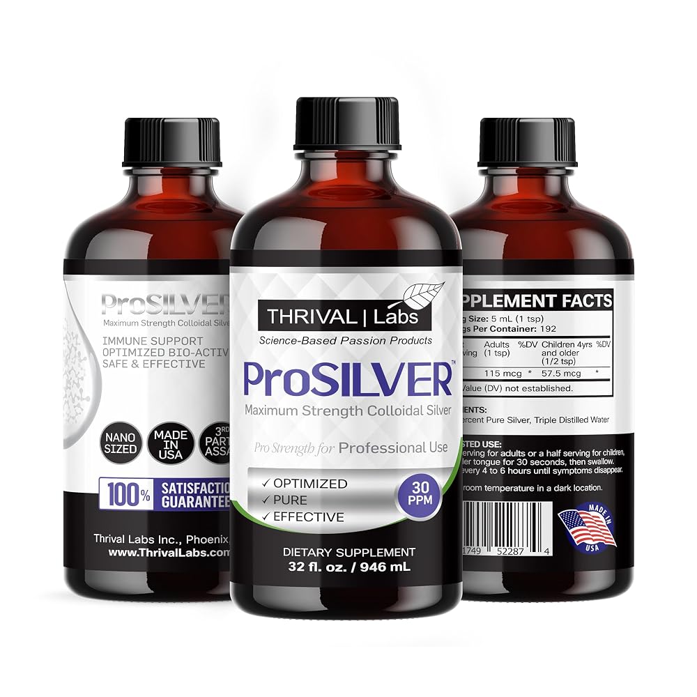 Thrival Labs ProSILVER Black Label Pure Colloidal Silver Liquid 30