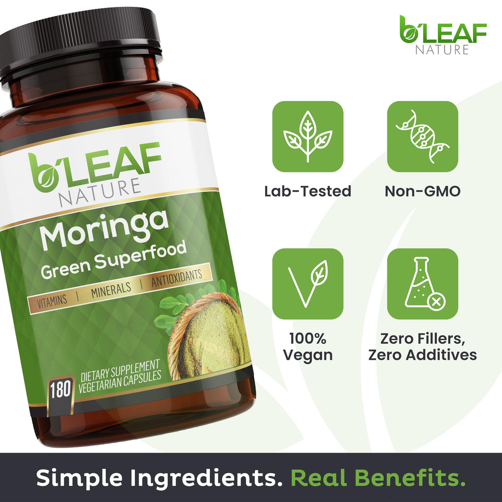 B'LEAF NATURE Organic Moringa Oleifera, 1000mg