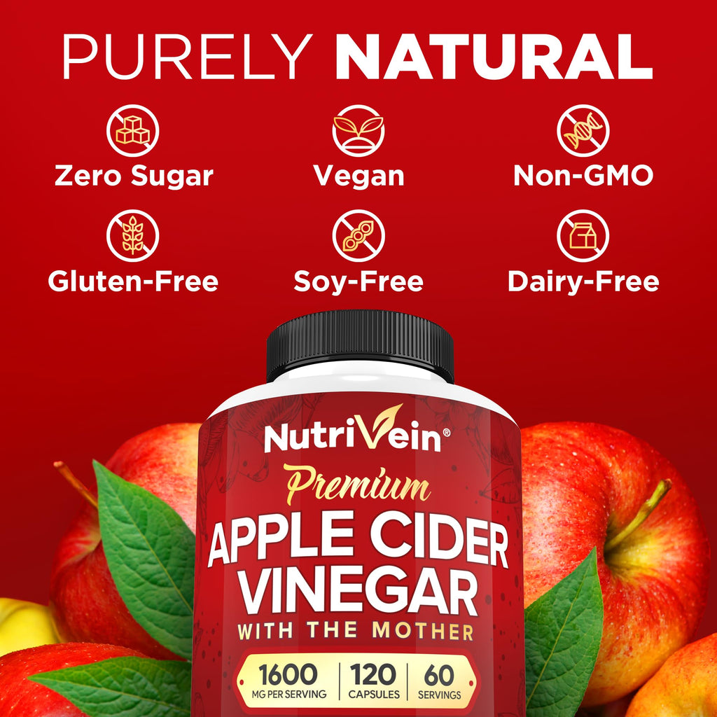 Nutrivein Apple Cider Vinegar 1600 mg - 120 Capsules - image 7