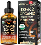 NUTRAHARMONY Vitamin D3 K2 USDA Organic Drops - Vitamin D3 10000 IU