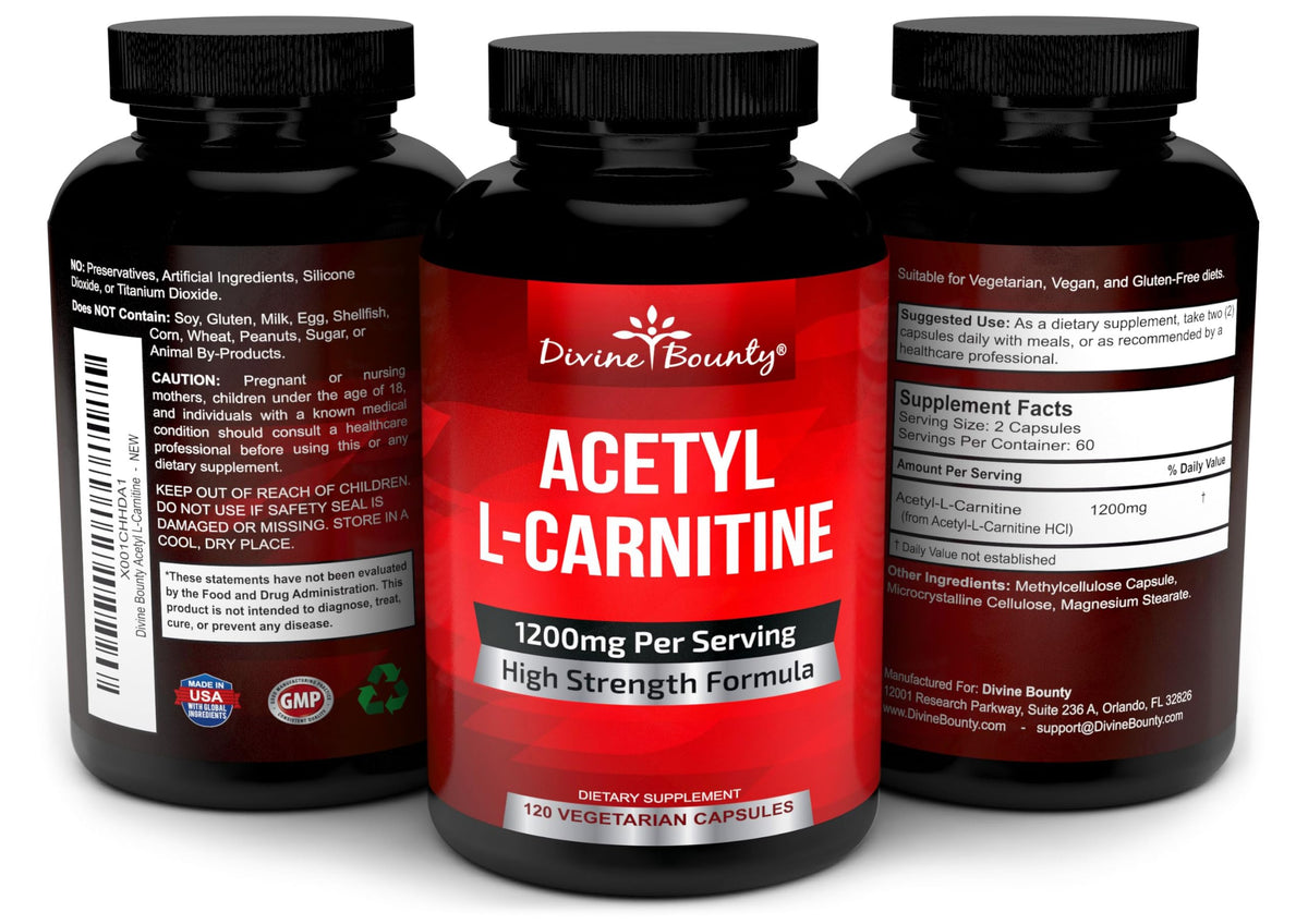 Divine Bounty Acetyl L-Carnitine 1200mg - 120 Capsules - image 4