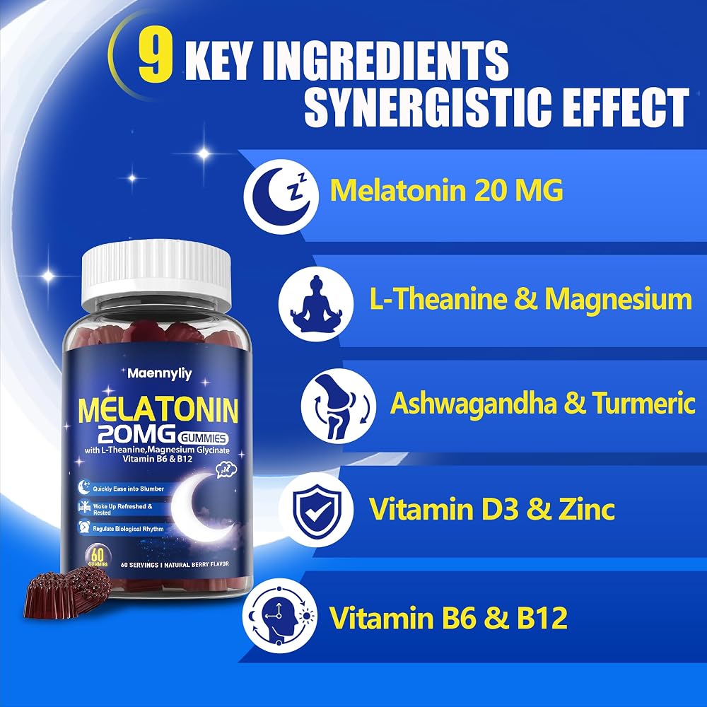 Maennyliy Melatonin 20mg Gummies for Adults - Sugar Free Melatonin
