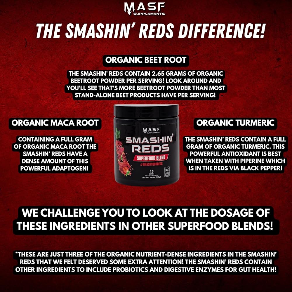 MASF Smashin' Reds Organic Superfood Powder - 15 Servings - image 3