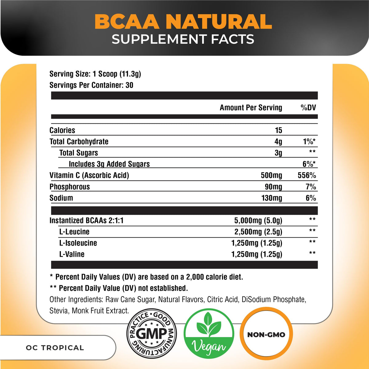 Nutrology BCAA Natural Orange Coconut Flavor - 30 Servings - image 2