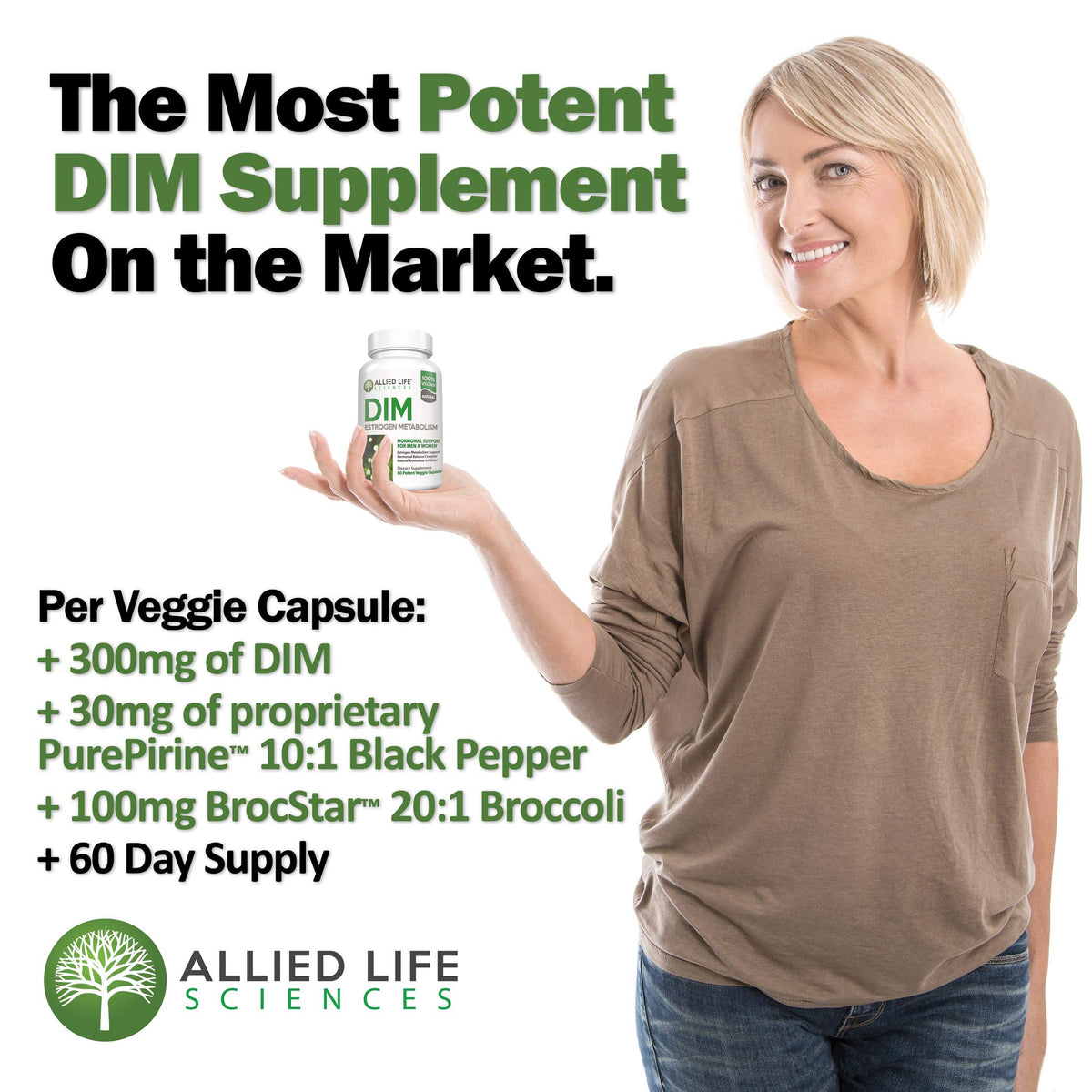 Allied Life Sciences DIM Supplement 300 mg - 60 Capsules - image 2