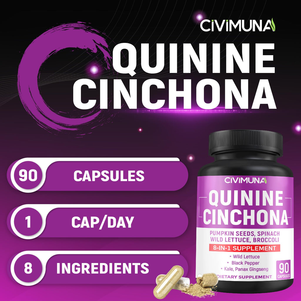 CIVIMUNA Quinine Cinchona Bark Capsules - 90 Count - image 2