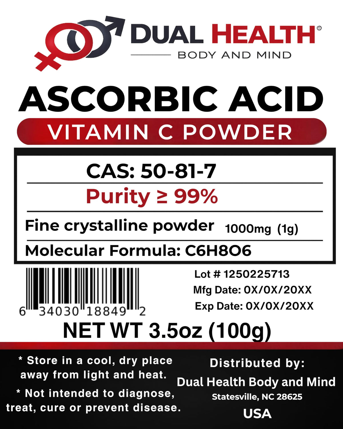 Dual Health Body & Mind L-Ascorbic Acid Powder