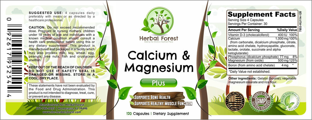 Herbal Forest Calcium & Magnesium Plus - 100 Capsules - image 3