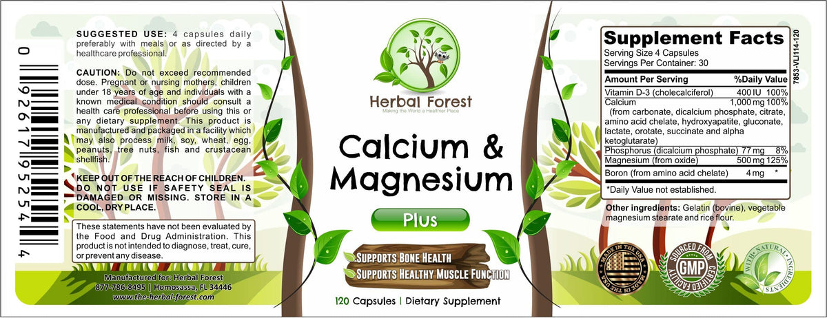 Herbal Forest Calcium & Magnesium Plus - 100 Capsules - image 3