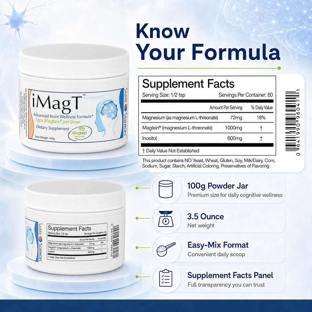 Sabre Sciences MagT Magnesium L-Threonate Powder - 60 Servings - image 9