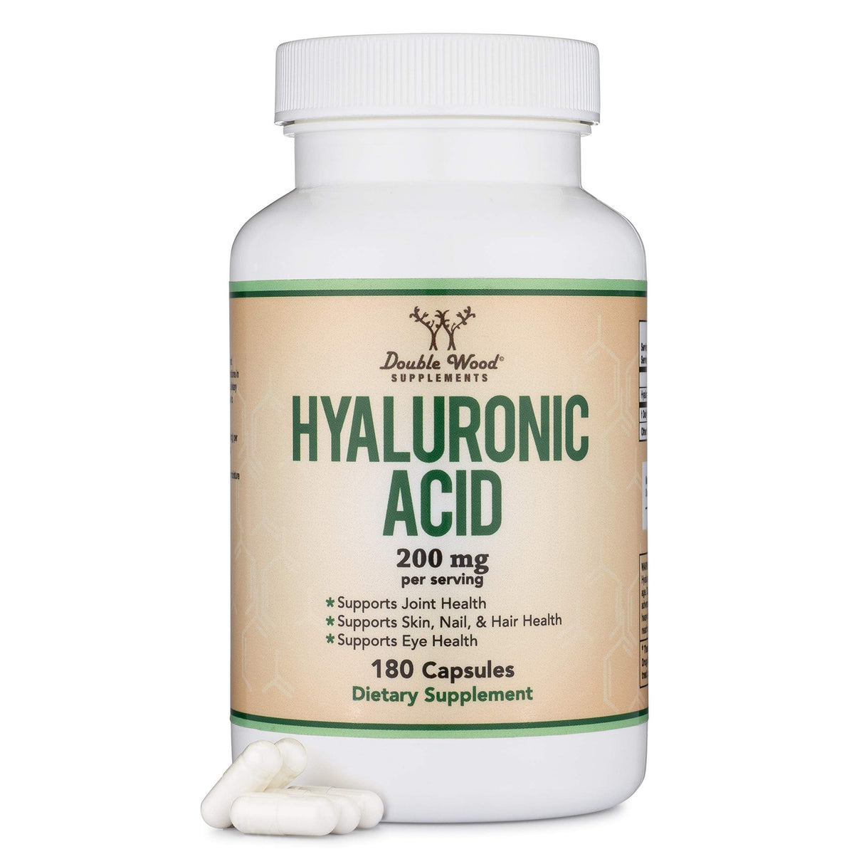 Double Wood Supplements Hyaluronic Acid 200mg Joint & Skin Support