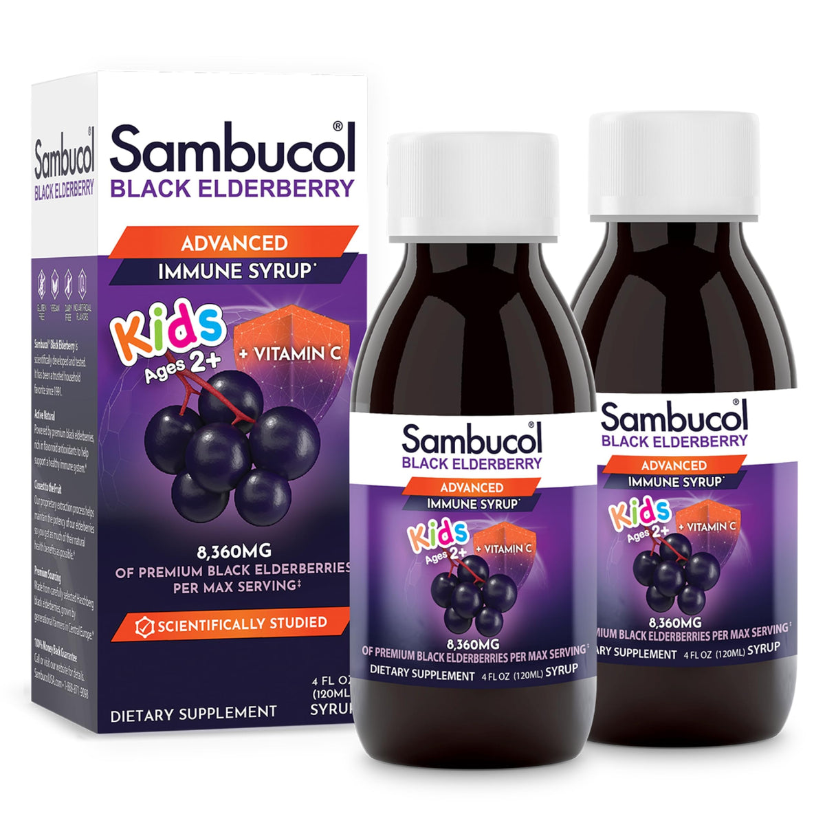 Sambucol Black Elderberry Syrup for Kids - 8 Fl Oz (2 Pack)