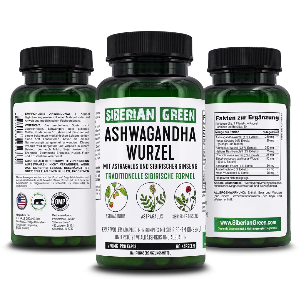 Siberian Green Ashwagandha Root with Astragalus & Eleuthero - 60 Capsules - image 2