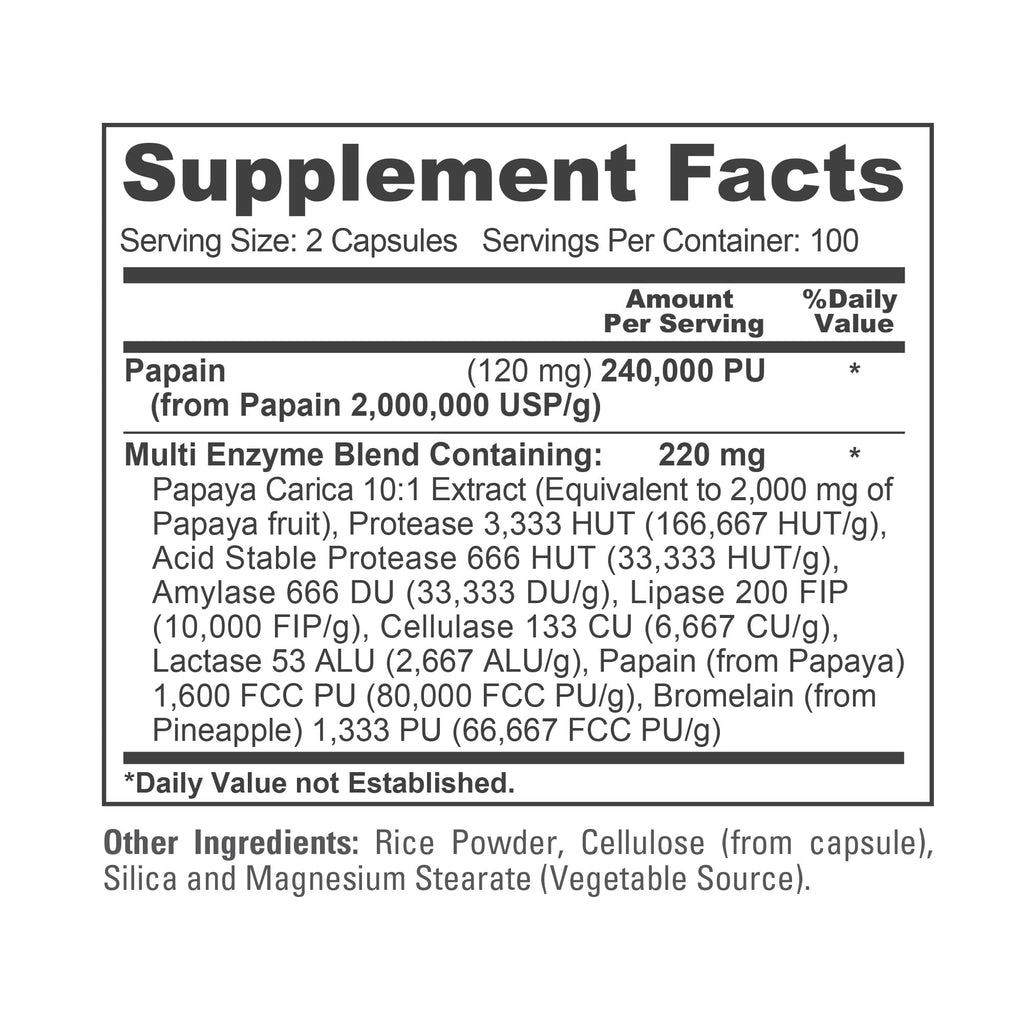 NusaPure Papaya Enzyme 240,000 PU Vegan - 200 Capsules - image 4