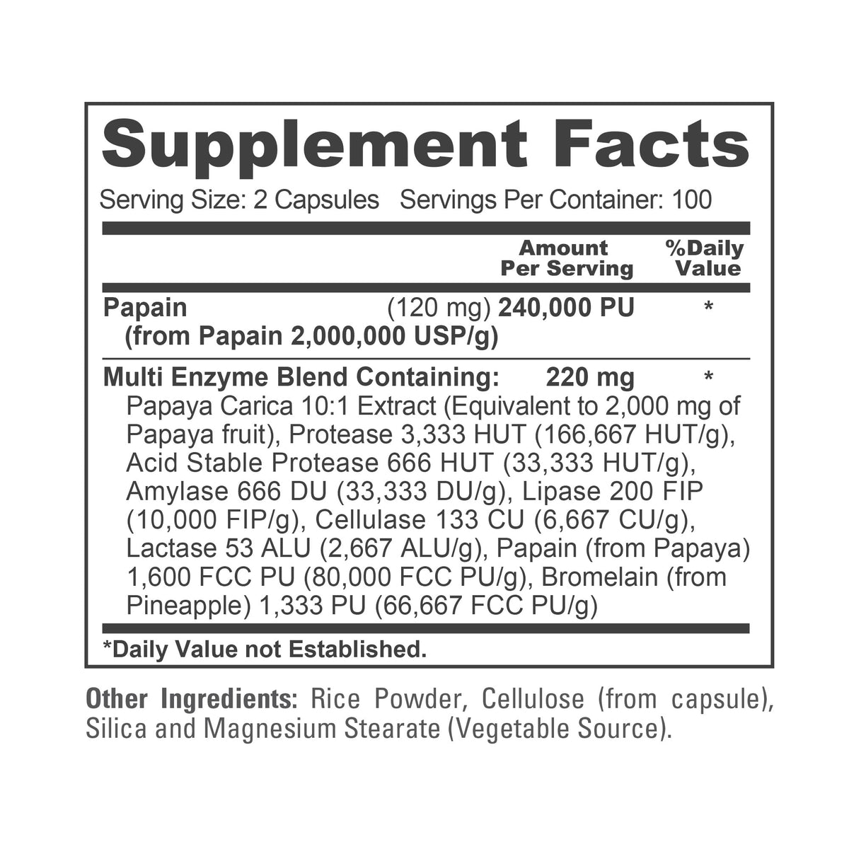 NusaPure Papaya Enzyme 240,000 PU Vegan - 200 Capsules - image 4