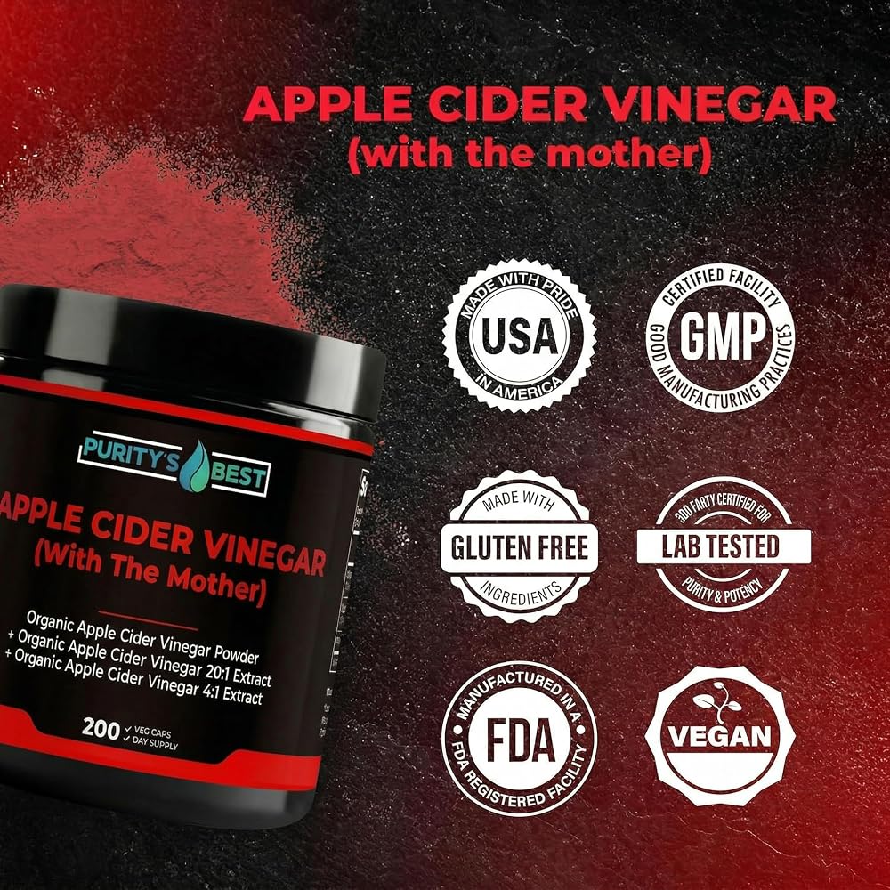 Purity's Best Apple Cider Vinegar with The Mother 300 mg - 200 Capsules - image 7