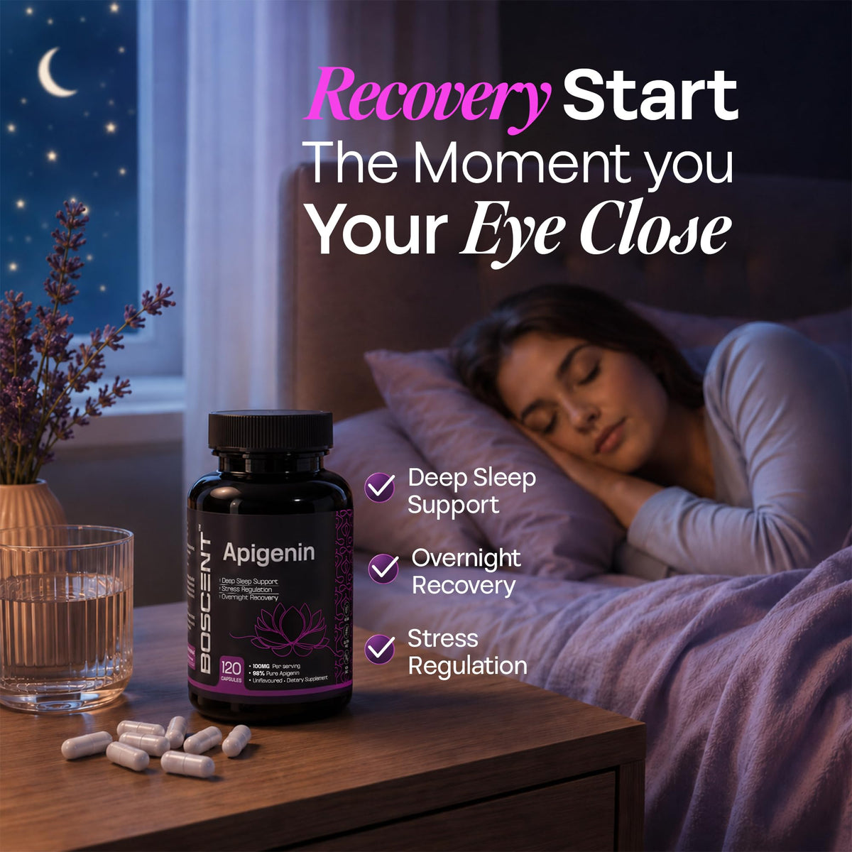 BOSCENT Apigenin 100mg Chamomile Extract for Sleep - 120 Capsules - image 9