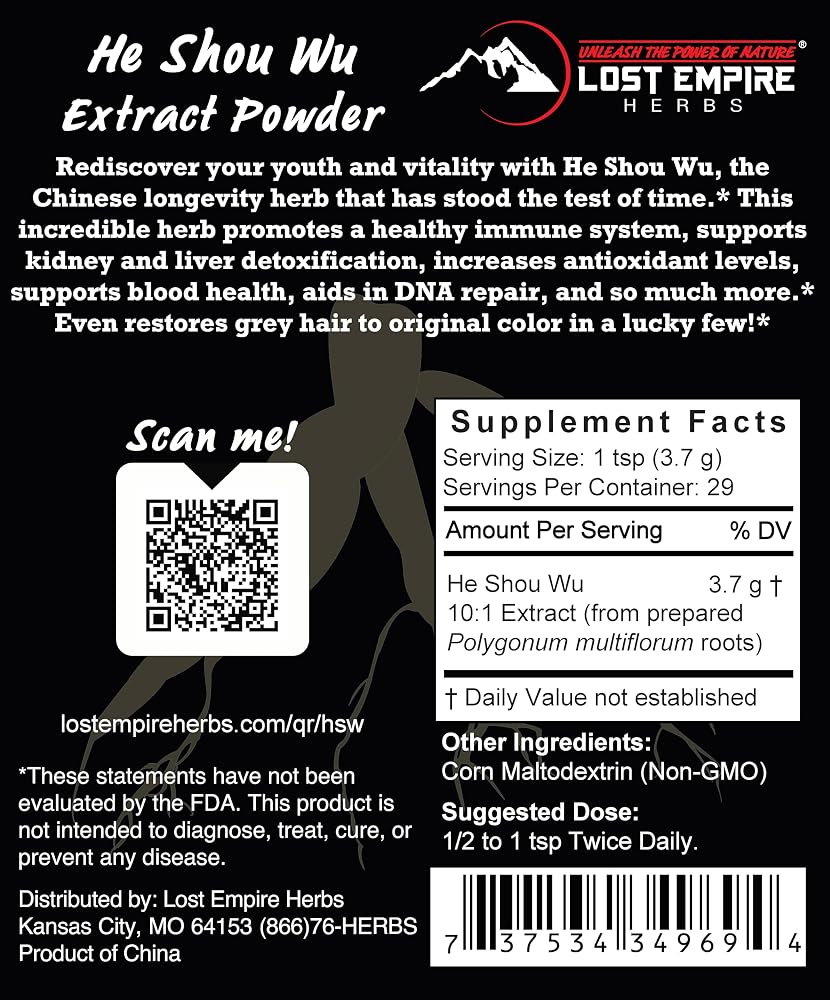 Lost Empire Herbs He Shou Wu 10:1 Extract Powder - 100g - image 2