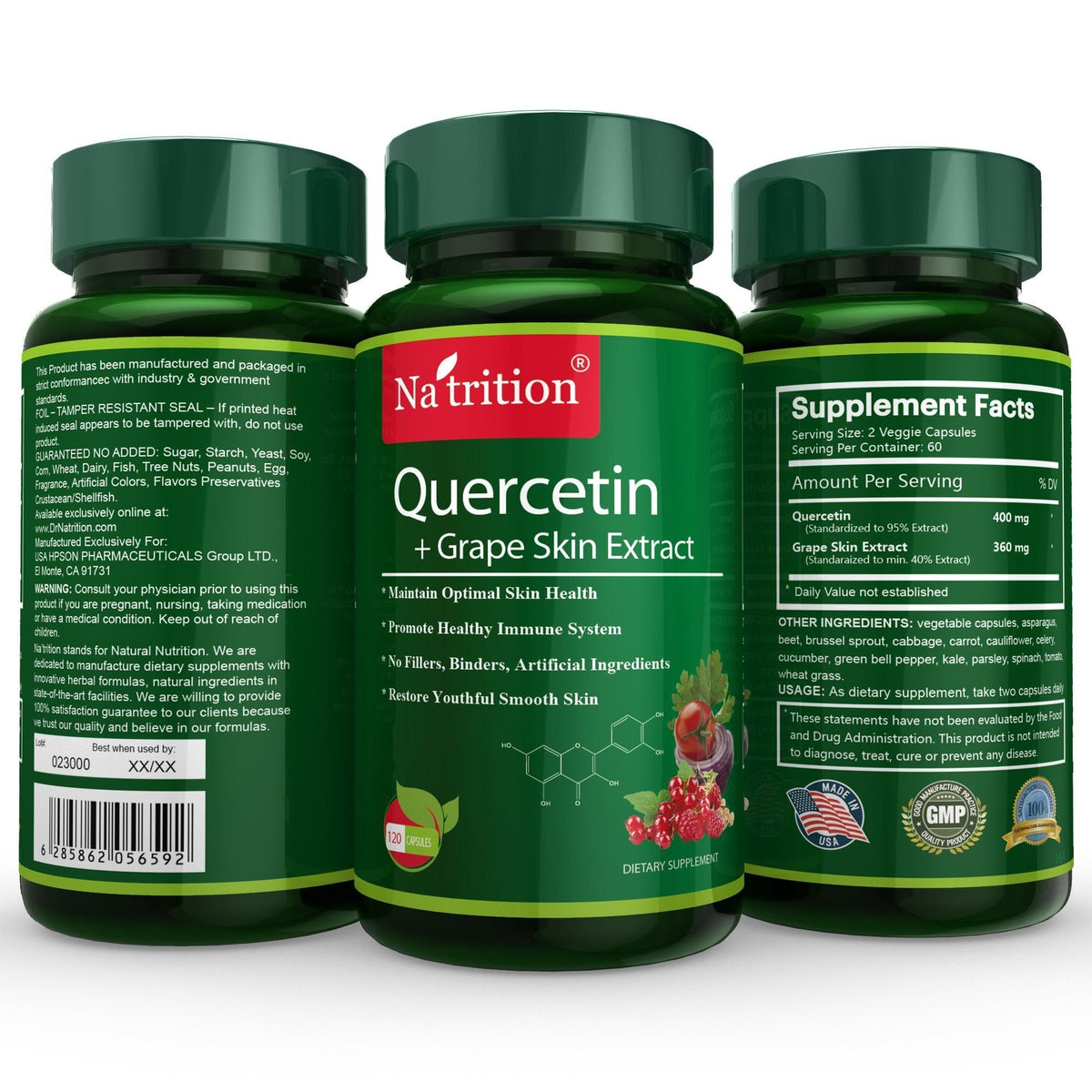 Na'trition Quercetin with Grape Skin Extract - 120 Vegetarian Capsules