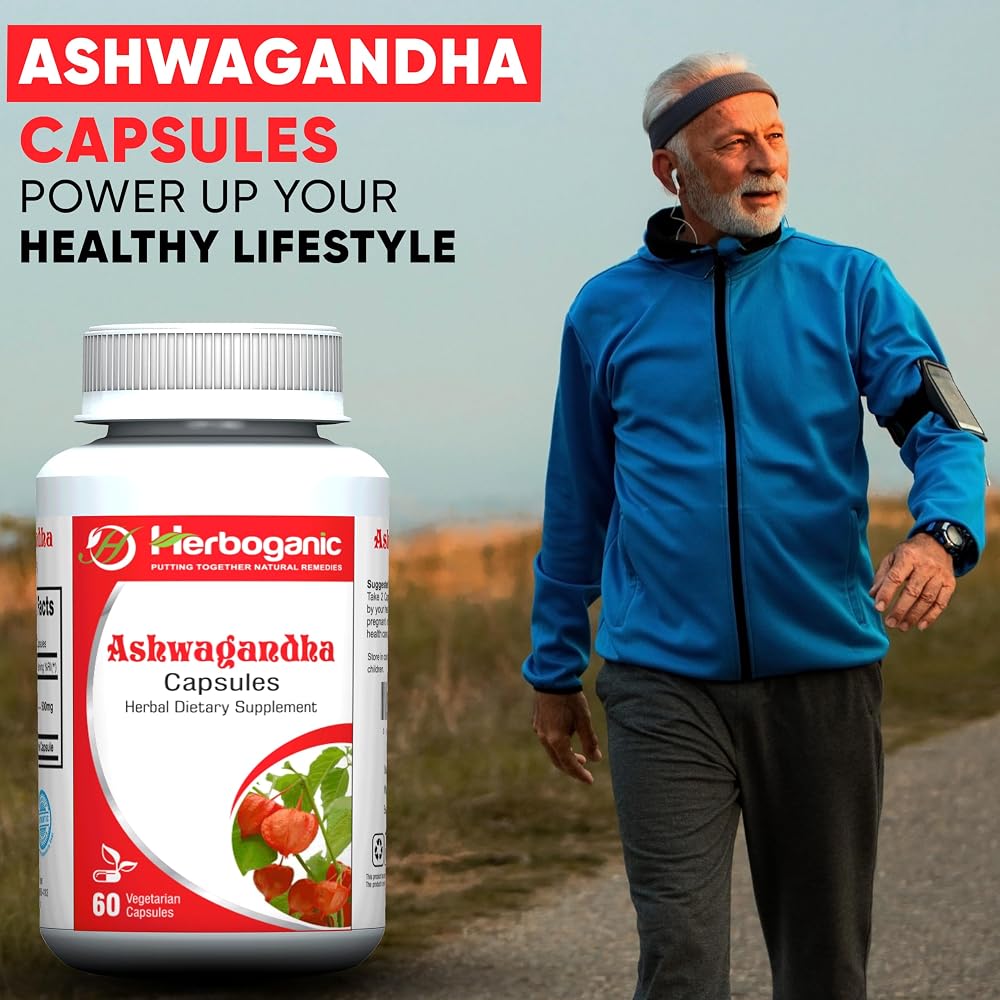 HERBOGANIC Ashwagandha 500mg Capsules - 60 Vegetarian Capsules - image 8