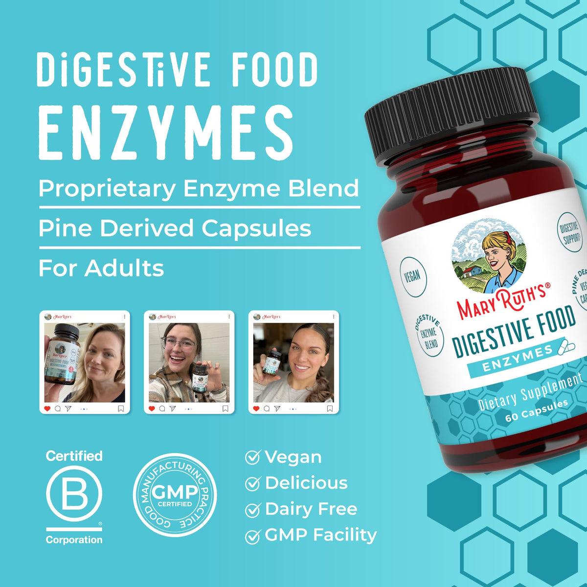 MARYRUTH'S Digestive Food Enzymes for Digestive Support - 60 Capsules - image 8