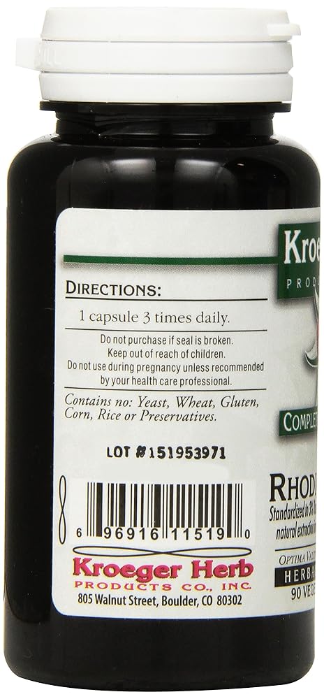 Kroeger Herb Rhodiola Rosea Vegetarian Capsules - 90 Count - image 2