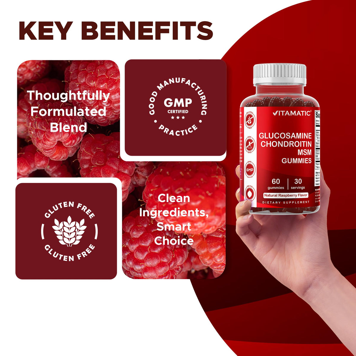 Vitamatic Glucosamine Chondroitin with MSM & Vitamin E - 60 Gummies - image 5