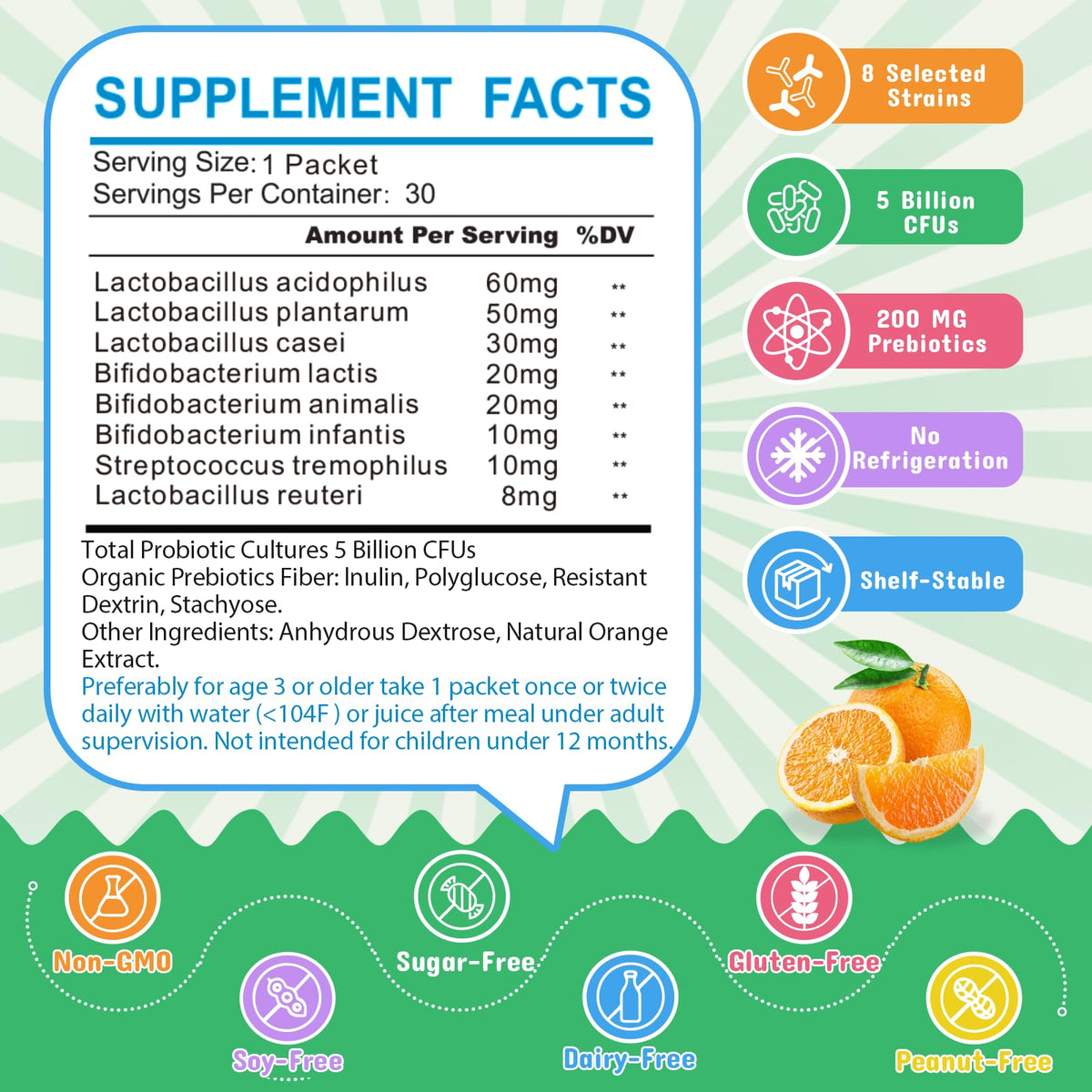 ZEBORA Kids Probiotic & Prebiotics Powder Age 3+ - 30 Packets - image 2