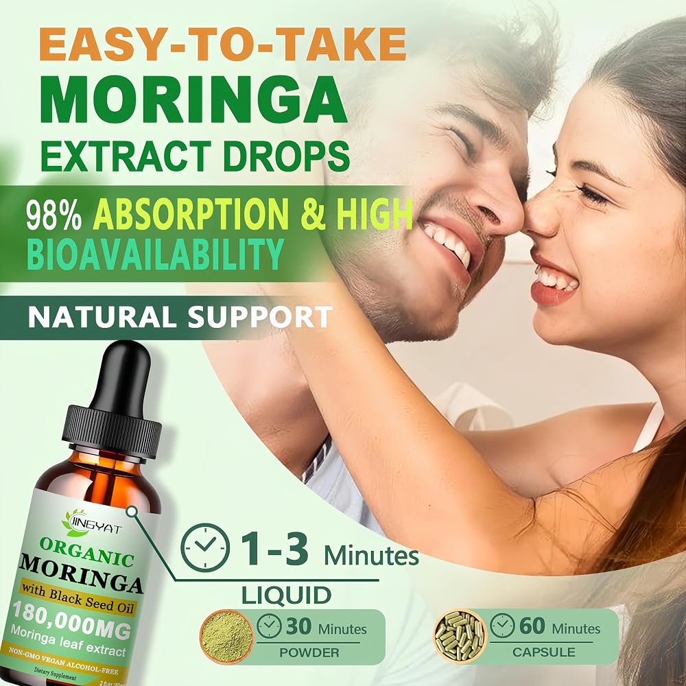 JINGYAT Organic Moringa Liquid Drops with Black Seed Oil - 2 Fl Oz - image 4