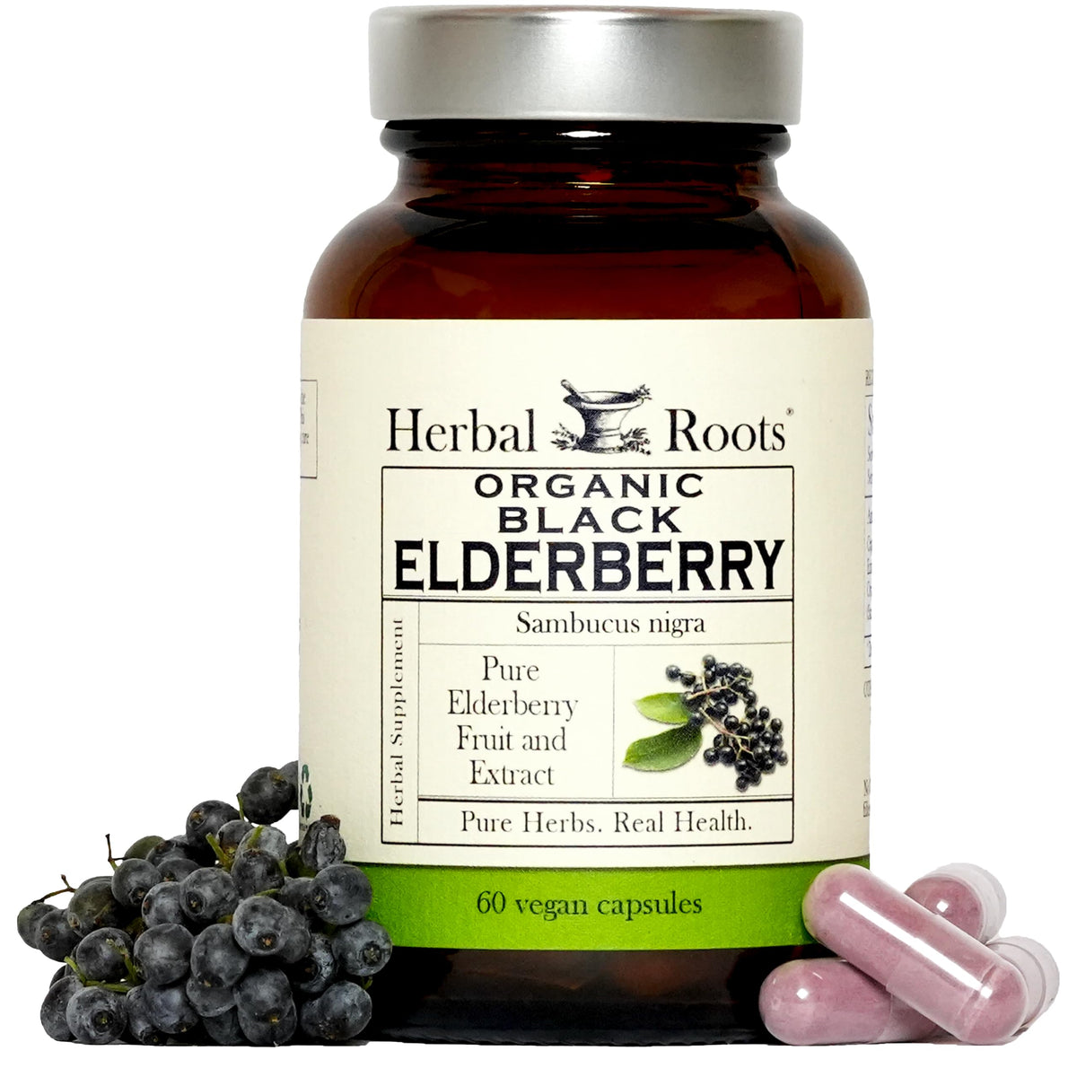 Herbal Roots Organic Black Elderberry Capsules Immune Support
