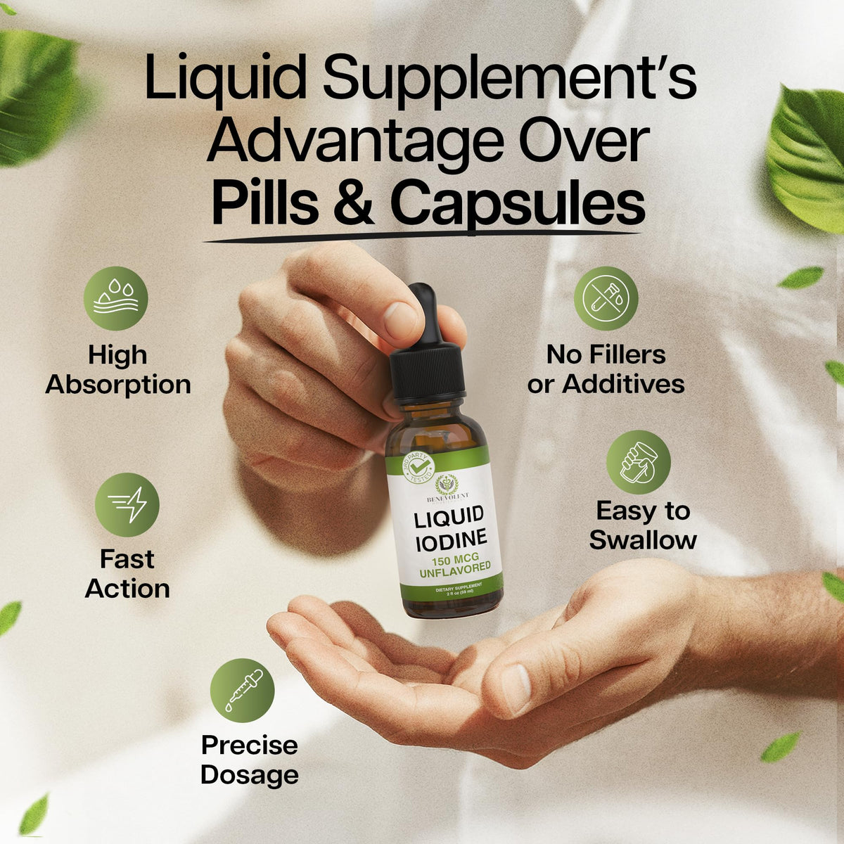 Benevolent Nourishment Liquid Iodine Drops Thyroid Support - 2 Fl Oz - image 4