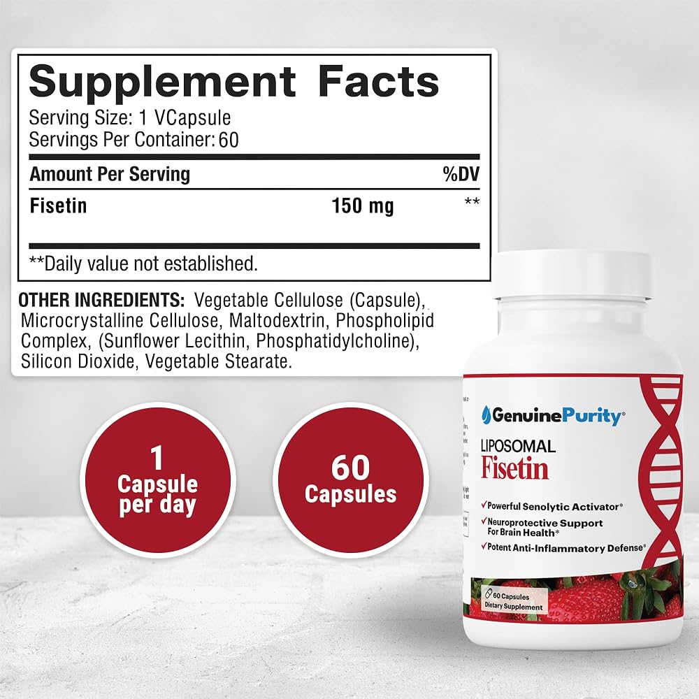GenuinePurity Liposomal Fisetin 150mg - 60 Vegan Capsules - image 2