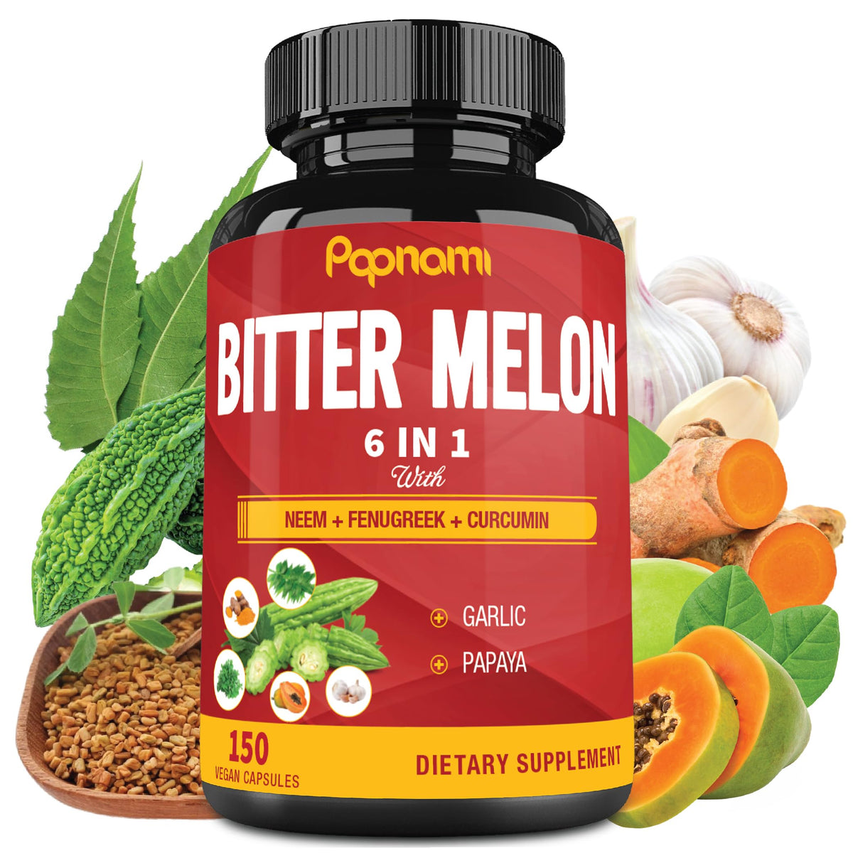 Papnami Organic Bitter Melon Extract Capsules - 150 Count