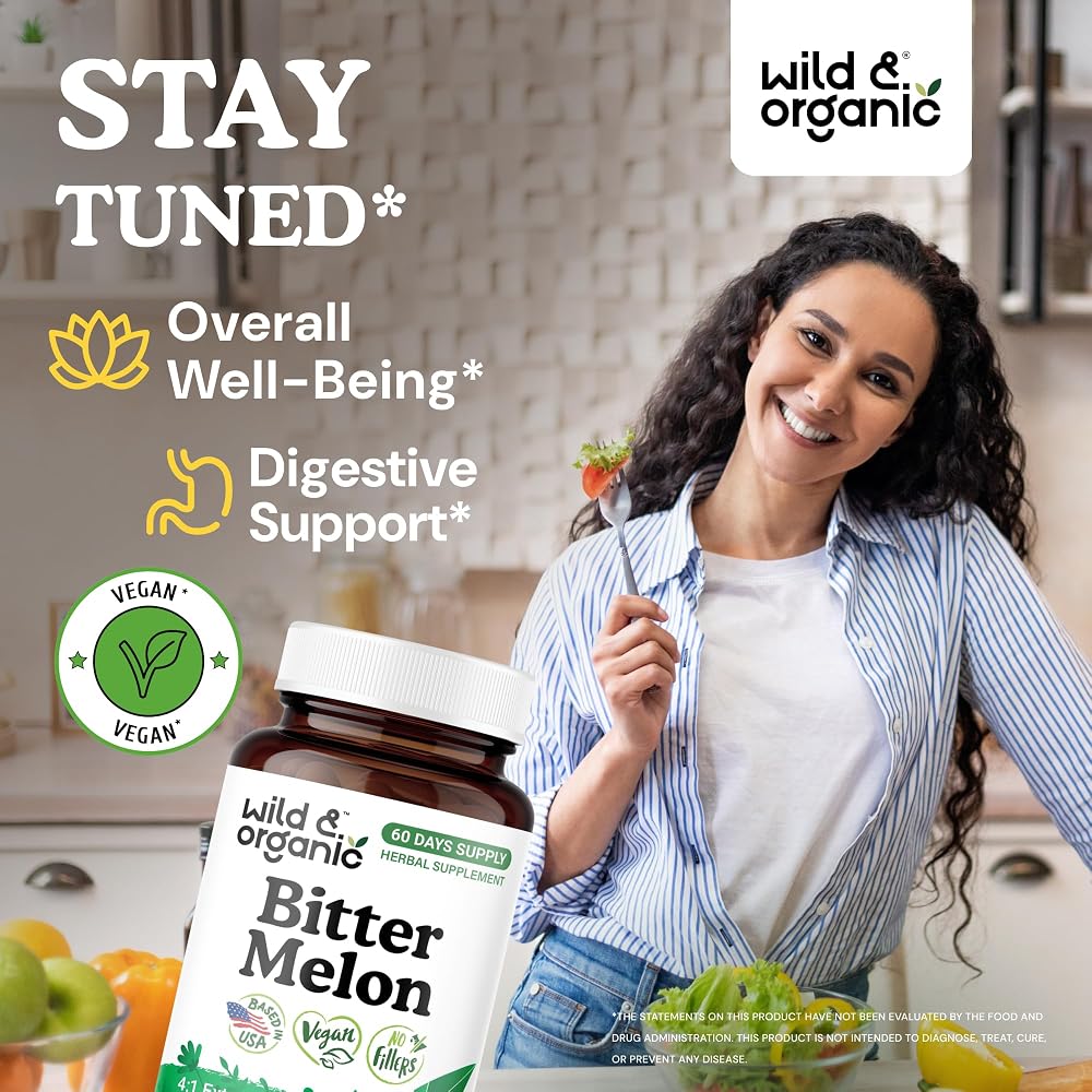 Wild & Organic Bitter Melon Capsules 500 mg - Digestive Support