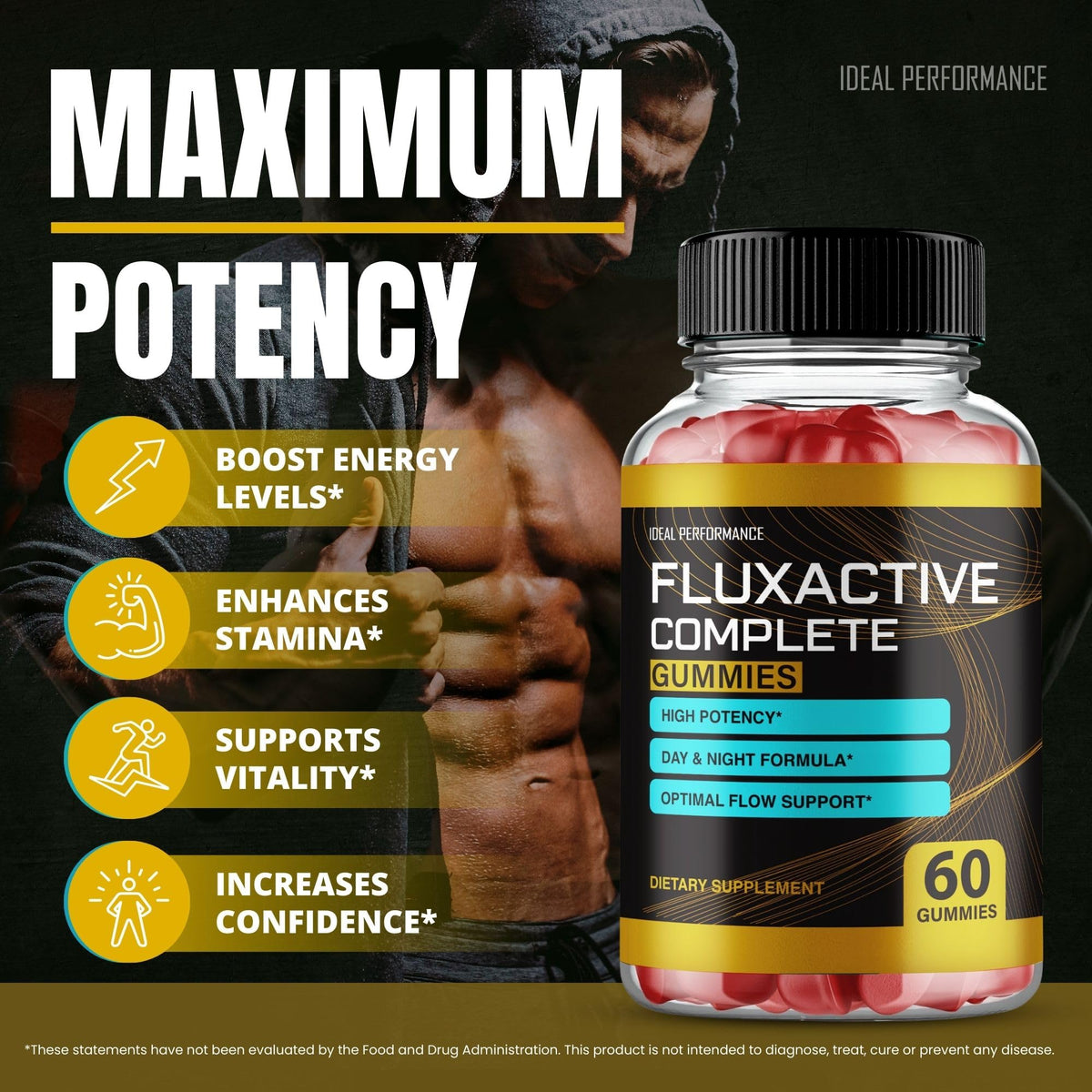 IDEAL PERFORMANCE Fluxactive Complete Gummies Max Strength - 60 Gummies - image 4