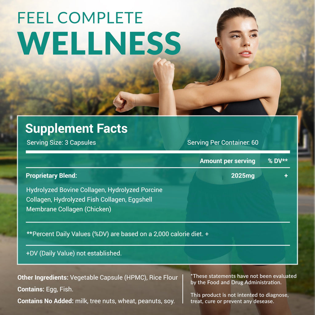 Natural Elements Multi Collagen 180 Protein Capsules - 2025mg - image 6