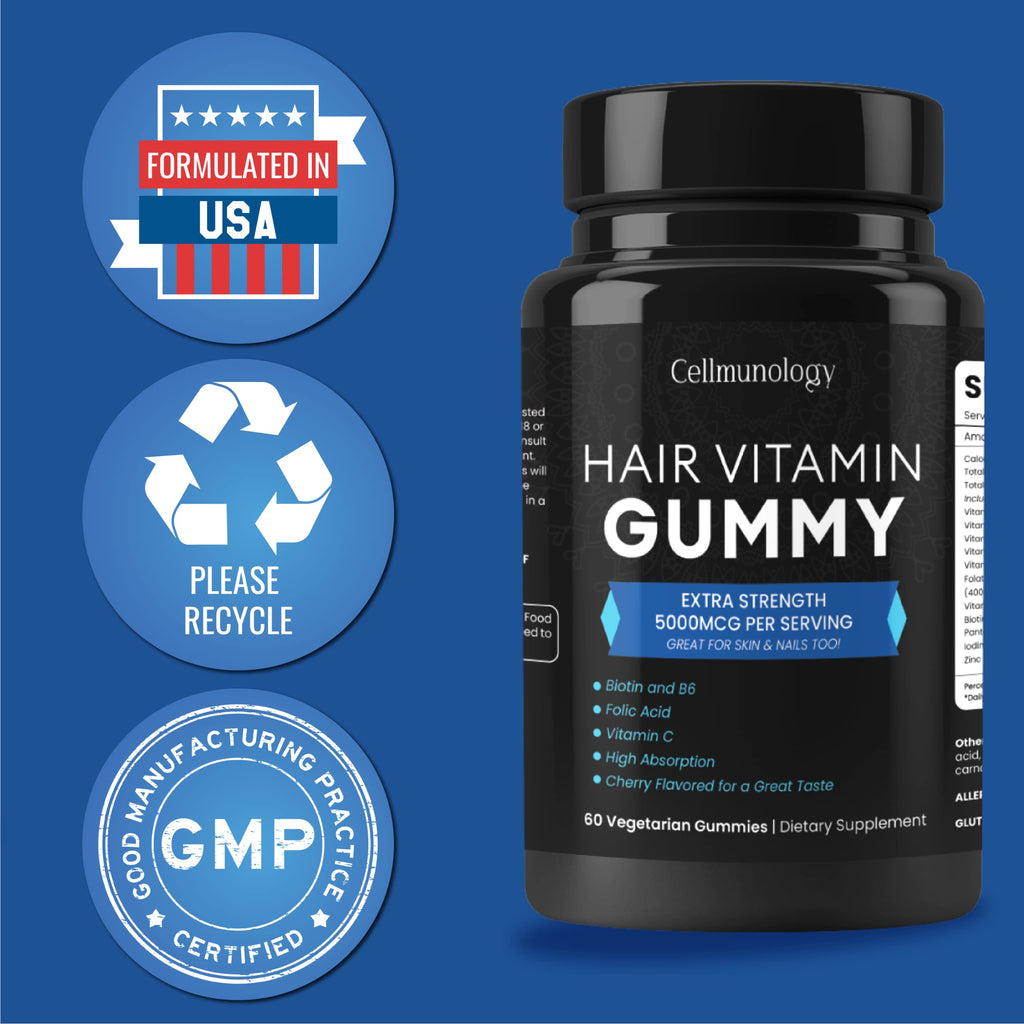 CELLMUNOLOGY Hair Vitamin Gummy with Biotin 5000 MCG - 60 Gummies - image 9