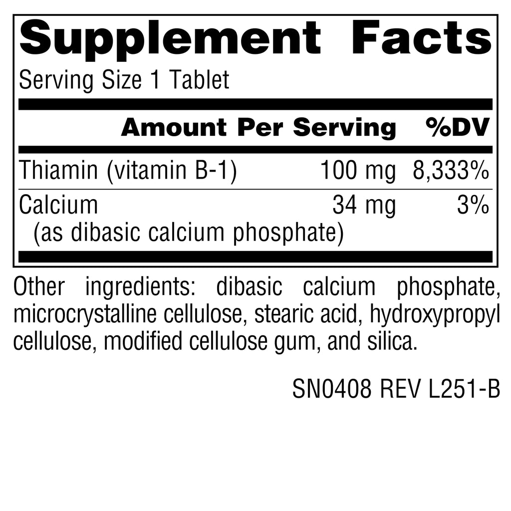 Source Naturals Vitamin B-1 100 mg - 250 Tablets - image 2