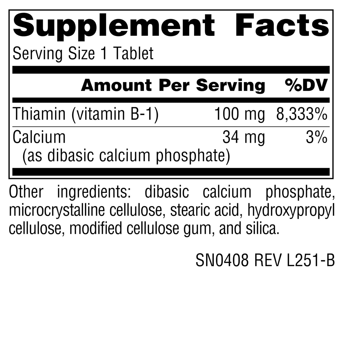 Source Naturals Vitamin B-1 100 mg - 250 Tablets - image 2