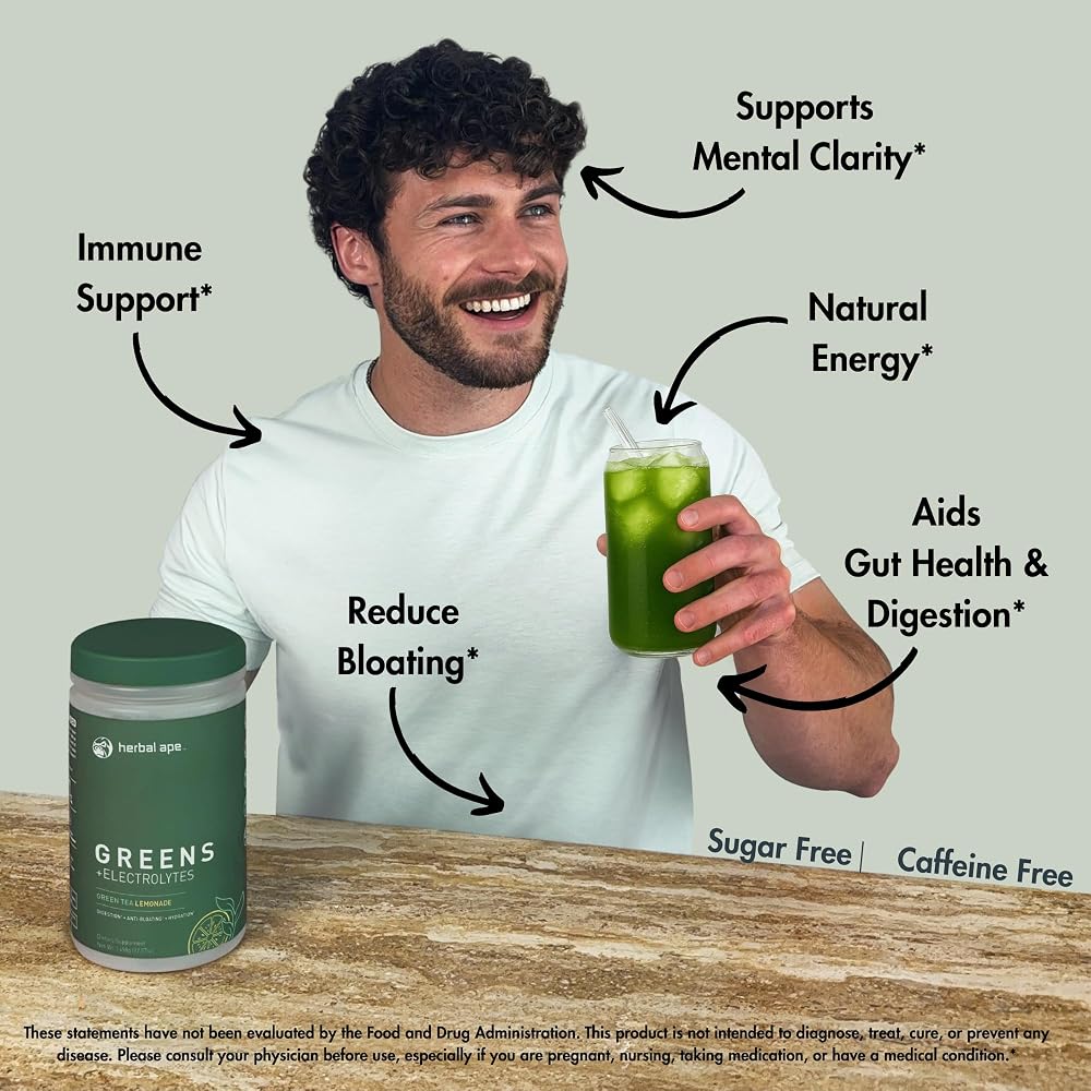 Herbal Ape Daily Super Greens & Electrolytes Powder - 30 Servings - image 4