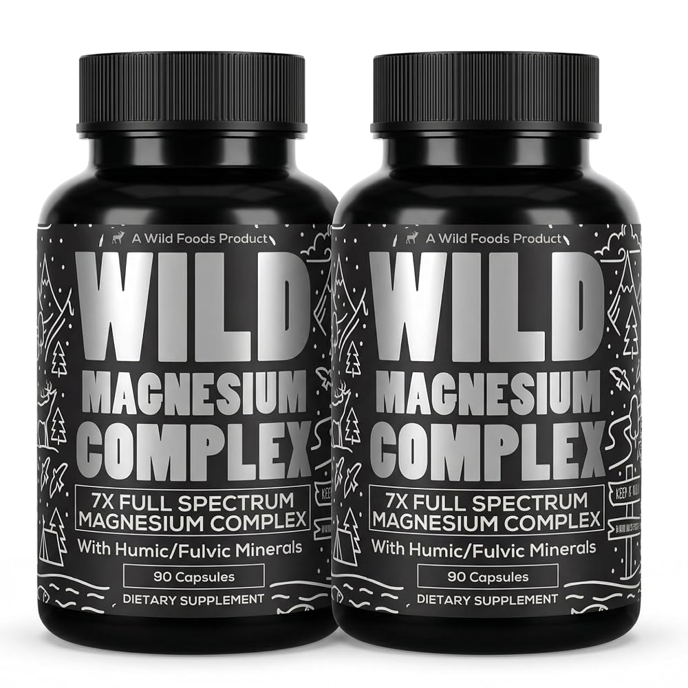 Wild Foods Magnesium Complex Supplement with 7X Forms, 90 Capsules