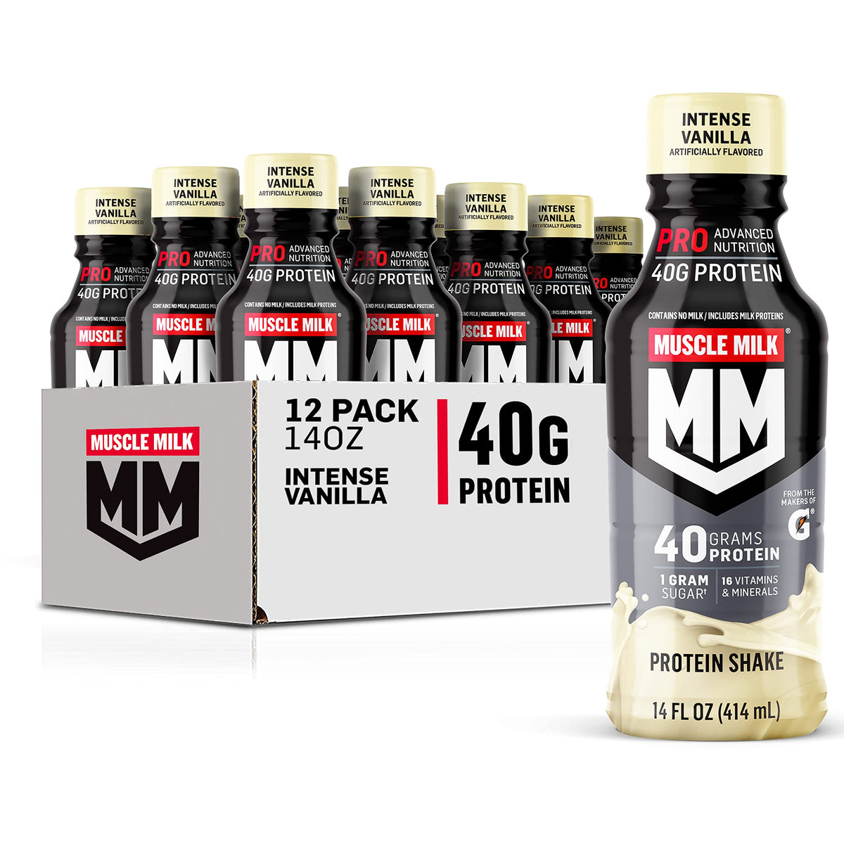 Muscle Milk Pro Series Protein Shake, 40g Protein, 14 Fl Oz, 12 Pack