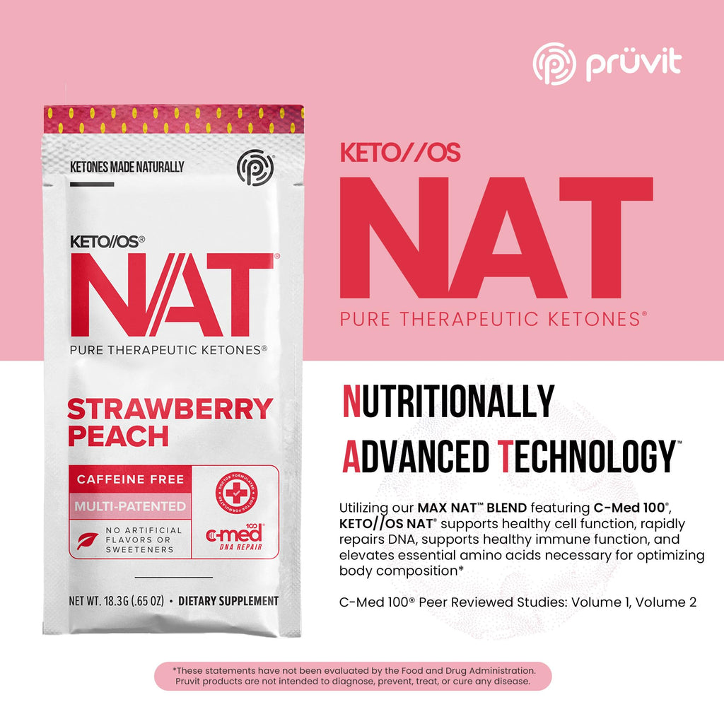 Prüvit OS NAT Strawberry Peach Keto Powder - 20 Count - image 3