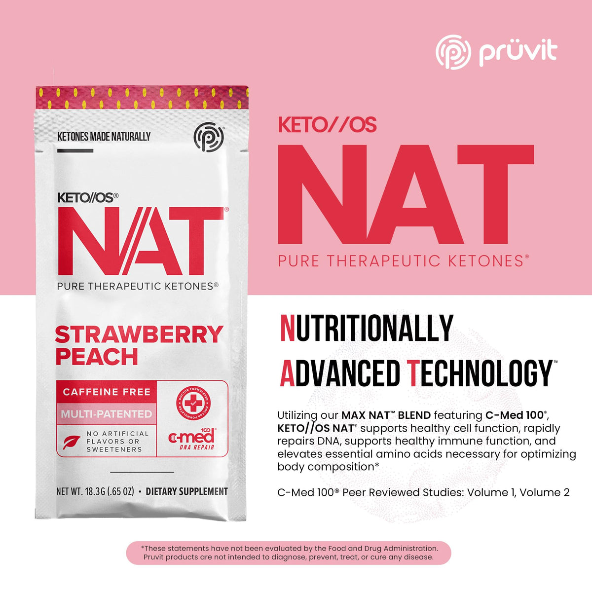 Prüvit OS NAT Strawberry Peach Keto Powder - 20 Count - image 3