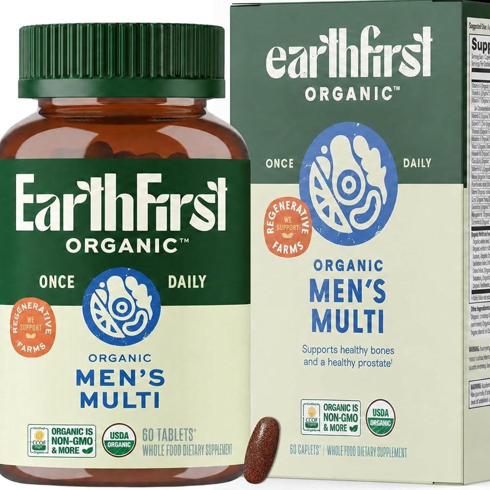 EarthFirst Organic Men's Multivitamin with Methylated B12 - 60 Tablets