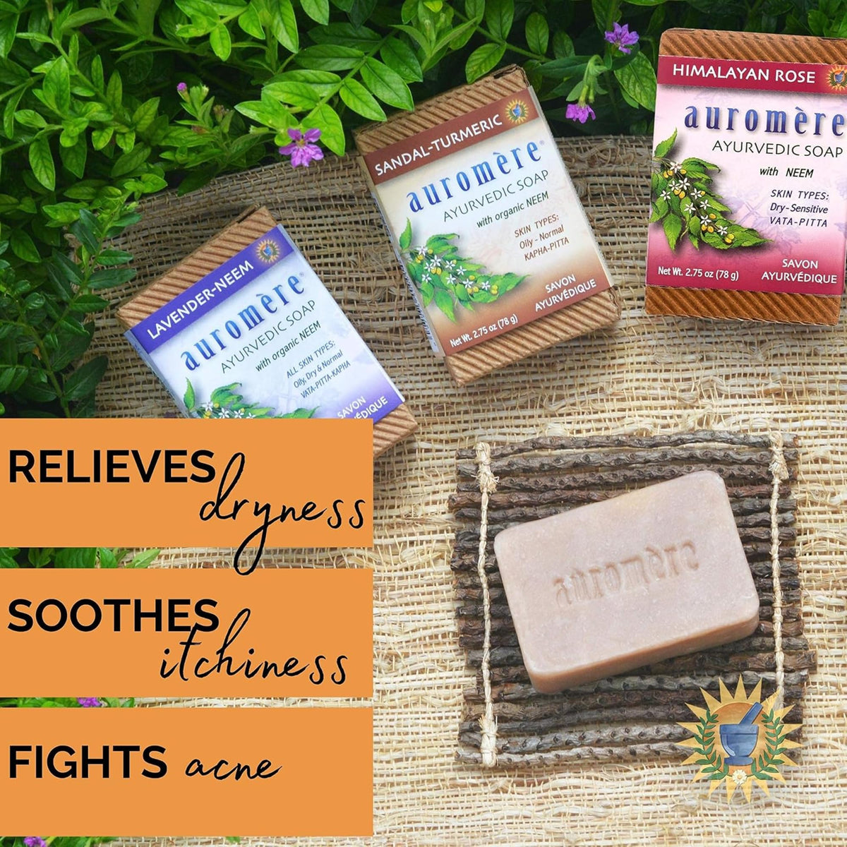 Auromere Ayurvedic Natural Bar Soap Variety Pack, Vegan - 3 Bars - image 6