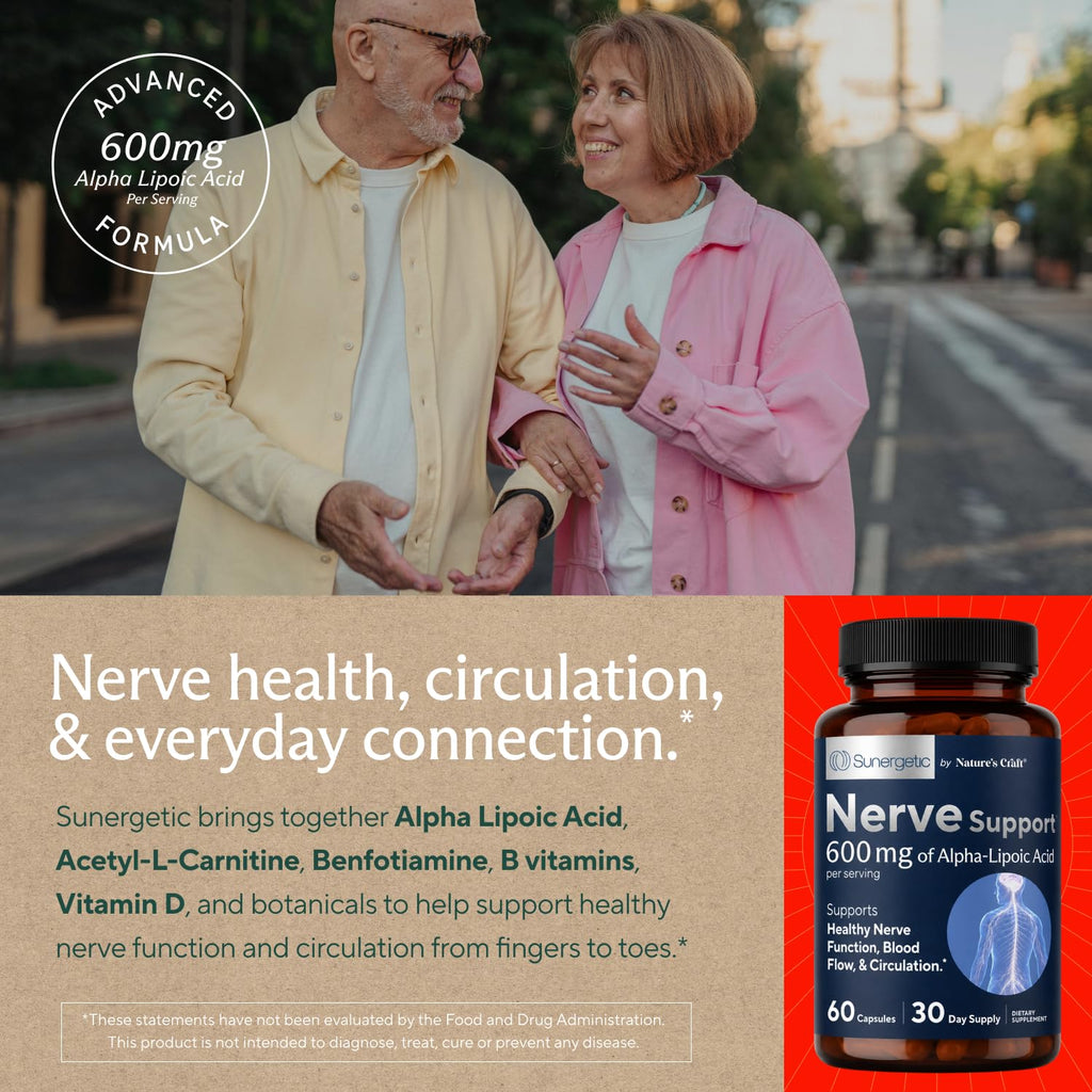 Sunergetic Nerve Support Supplement with Alpha Lipoic Acid 600 mg - 60 Capsules - image 5