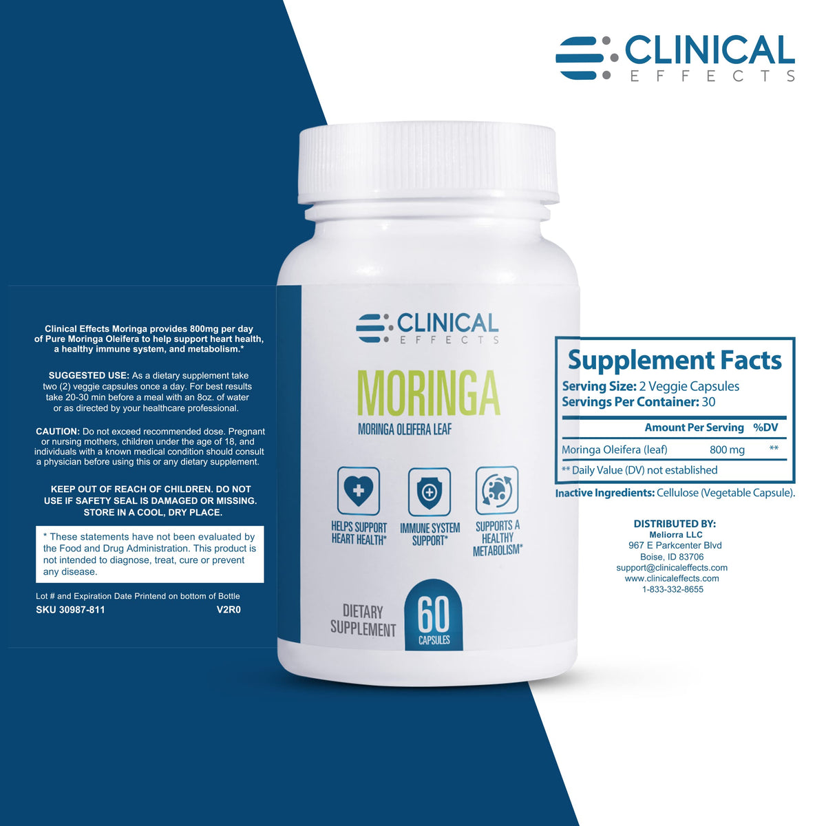 Clinical Effects Moringa Oleifera 800mg Superfood Supplement - 60 Capsules - image 2