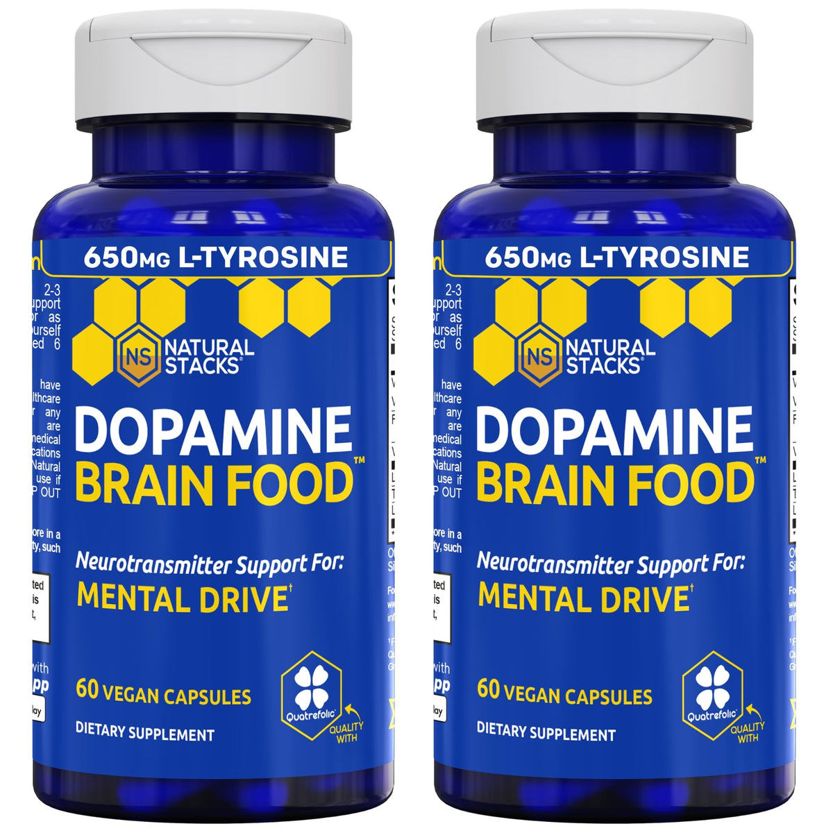 Natural Stacks Dopamine Brain Food Focus Support - 120 Capsules