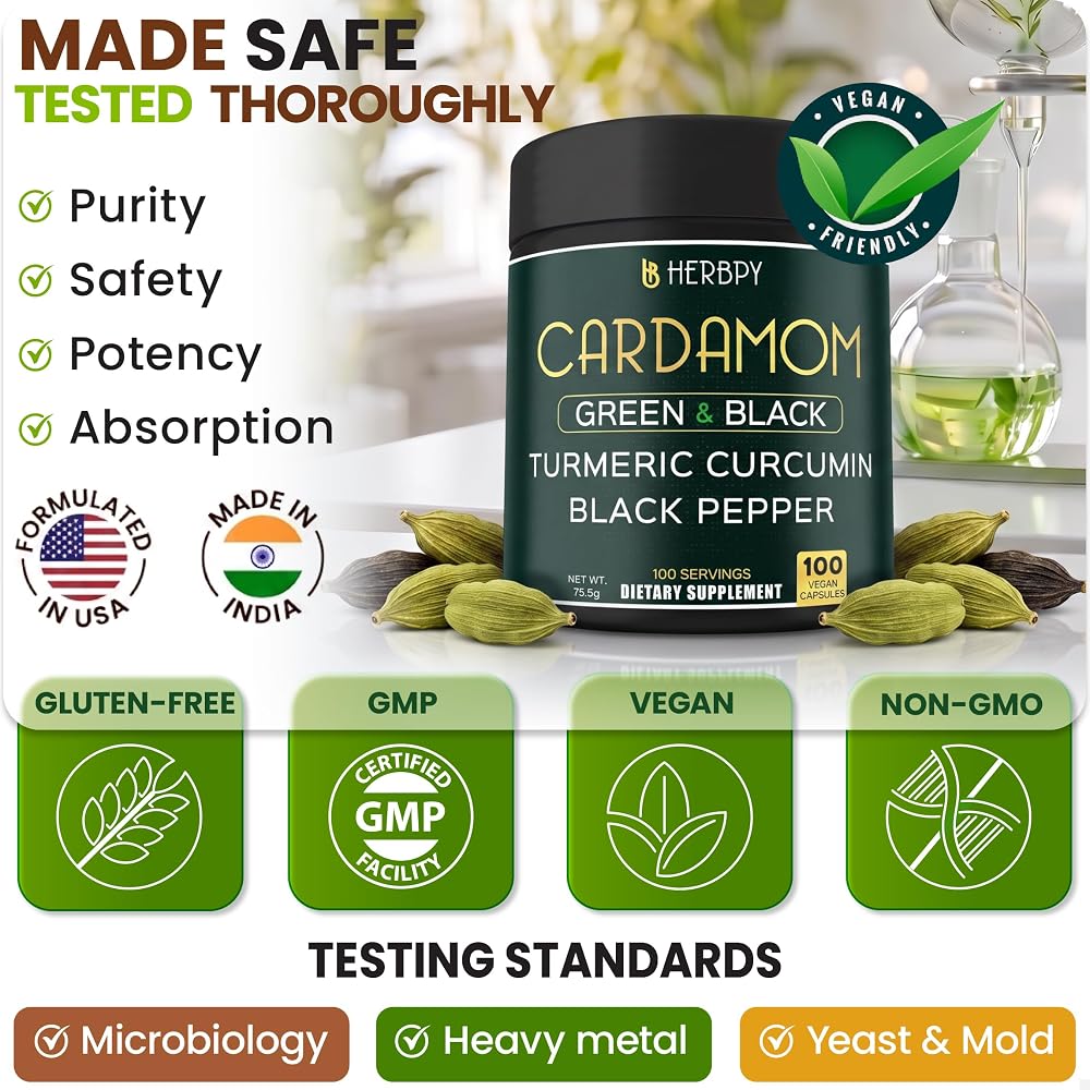 Herbpy 4in1 Cardamom Powder Capsules - 100 Count - image 5